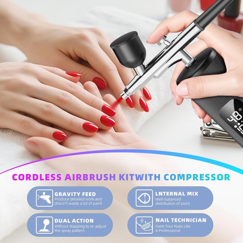 INVIMENT Airbrush Kit with Compressor - 48PSI High Pressure, Non-Clogging Air Brush Set, 6000 mAh Extra Long Standby, Ideal for Painting, Modeling, Cake Decorating, Pastry, Makeup and Nail Art - Image 4